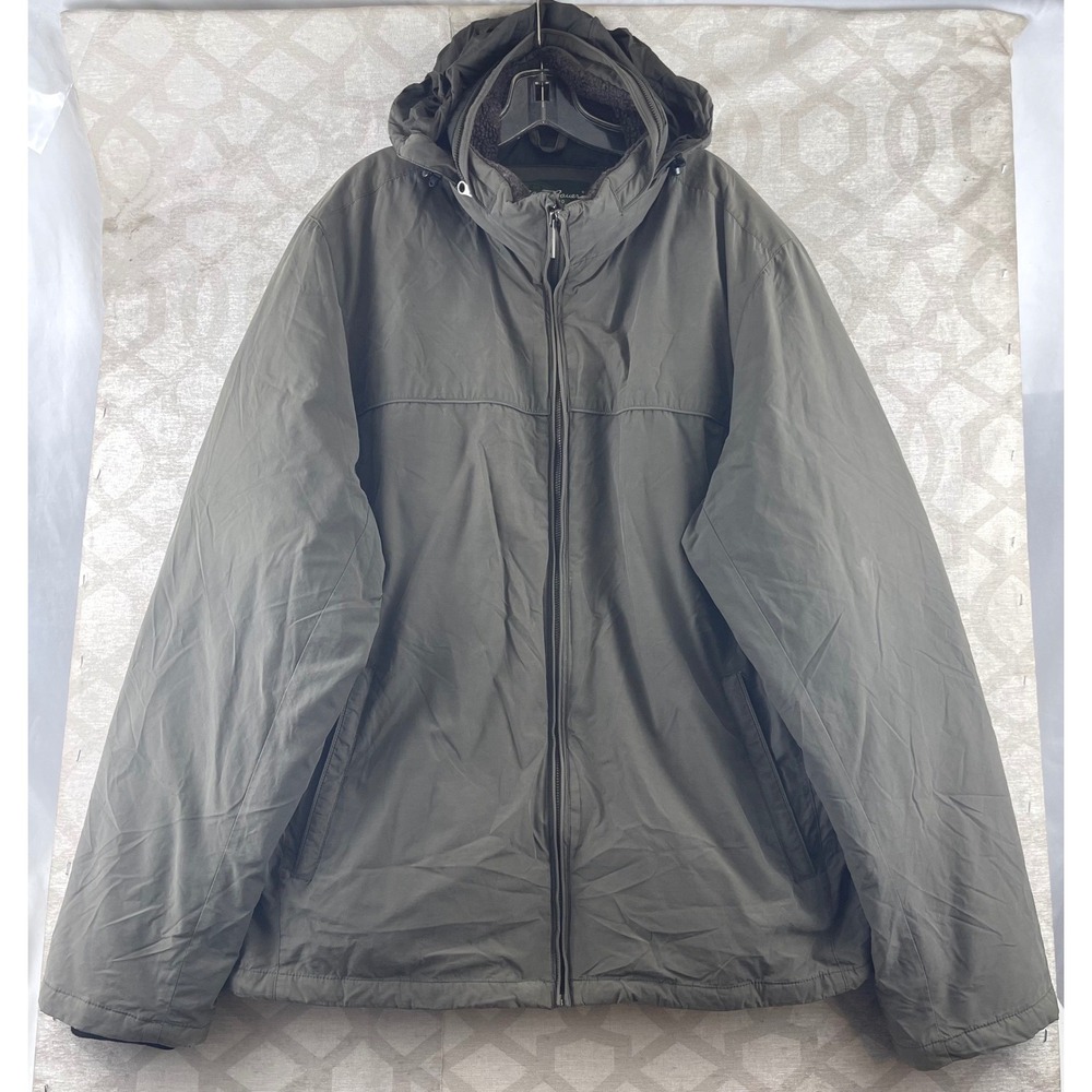 Vintage Eddie Bauer Premium Goose Down Jacket Mens Large Tall Olive Green Hooded